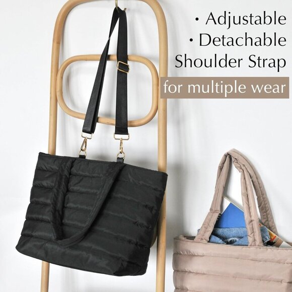 Puffer Tote Quilted Shoulder Bag Lightweight Multi-Purpose for Work Travel - Picture 6 of 7